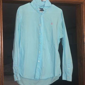 Aqua blue button down
